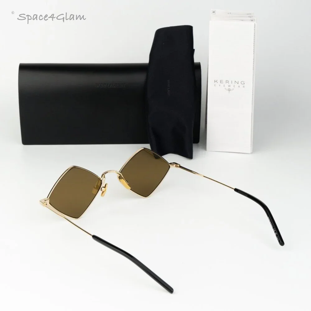 Saint Laurent Women Sunglasses Gold Brown SL302LISA 011 NEW AUTHENTIC - Picture 8 of 10